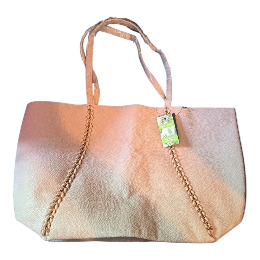 Badgley Mischka Taupe-Blush Vegan Leather Tote Bag - NWT